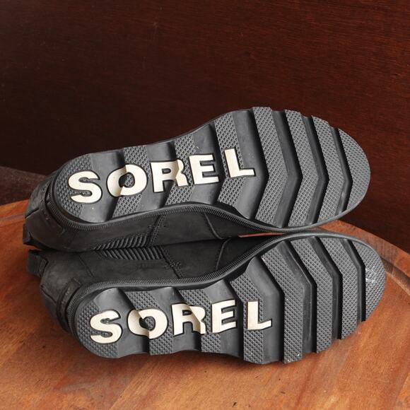 Sorel Boots WMS SZ 7.5 BLK Joan Rhapsody Wedge Leather Waterproof Ankle Pull On - Picture 10 of 15